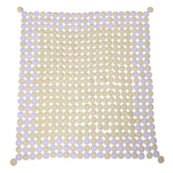 Vintage Handmade Yo-Yo Quilt Table Coverlet Crib Lap Blanket Throw Yellow/White - Picture 7 of 7